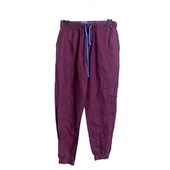 LWN Los Angeles Burgundy Cotton Pants Drawstrings Womans Medium - Picture 1 of 9